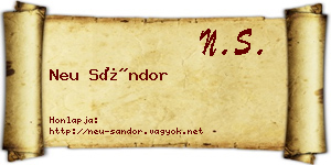 Neu Sándor névjegykártya