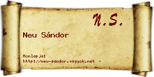 Neu Sándor névjegykártya
